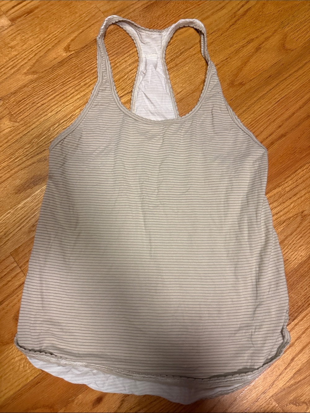 Lululemon Light Beige Striped Racerback Tank Top size 2